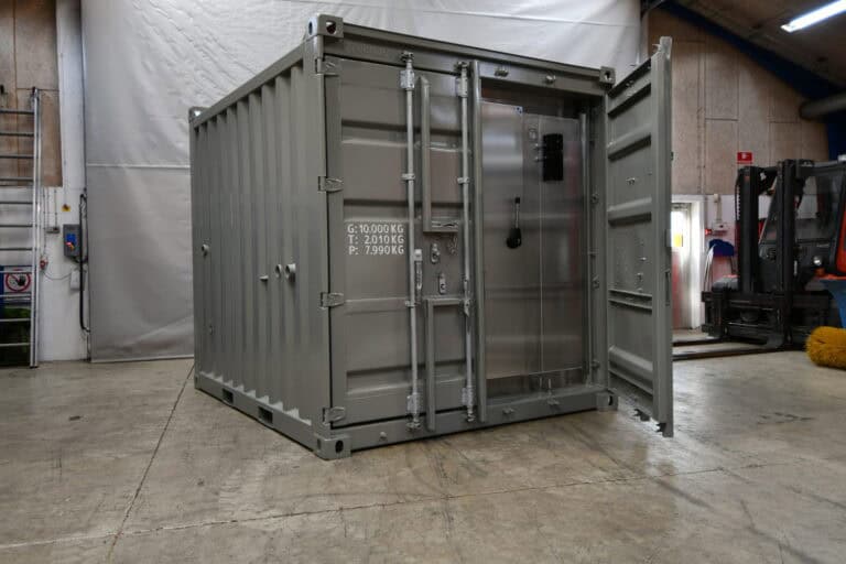 Rustfrit Celltherm rum indbygget i container